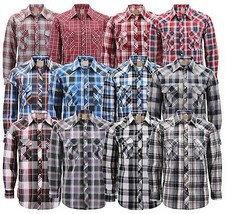 Men’s Western Pearl Snap Button Down Casual Long Sleeve Plaid Cowboy Shirt - $26.24