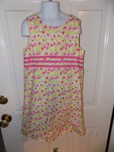 Lilly Pulitzer Tulip Dress Ribbon Scallop Hem Pink Yellow Green Size 8 Girls EUC - £28.59 GBP