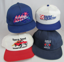 vintage trucker hats X4 Terra ICI Purple Ribbon seeds snapback cap farm country - £29.45 GBP