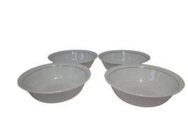4 Corelle Bowls, Soup or Cereal, White, Silk Blossom,  Thin grey Line on... - £13.75 GBP