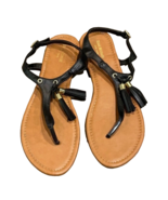 Isaac Mizrahi New York Black T-Strap Flat Sandals Womens Size 10 - £12.51 GBP