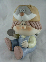 George Good Bumpkins Bank Fabrizio 6.5” Porcelain figurine Racoon Hat cap - £23.34 GBP