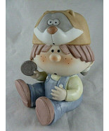 George Good Bumpkins Bank Fabrizio 6.5” Porcelain figurine Racoon Hat cap - $40.60 CAD