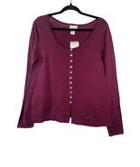 Soft Surroundings Burgundy Red Pima Cotton Button Front Sweater Size Medium - £14.70 GBP