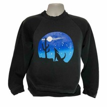 Vintage Fleece Sweatshirt Wolves Graphic Size Large Howling Wolf Coyote - £17.45 GBP
