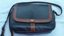 Vintage Bally Pebble Leather Cross Body Bag Black Purse Brown Strap and Accents - £120.28 GBP