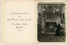 Formal 1938 B&amp;W Photograph Christmas Card Mrs Frederic M Burr Burarabdil - £6.18 GBP