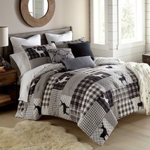 Donna Sharp Ridge Point 3-Pc Comforter Set Lodge Rustic Gray &amp; Ivory Plaid New - £68.94 GBP+