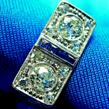 Earth mined Diamond Sapphire Deco Ring Vintage Platinum 14k Gatsby era Statement - $133,757.34 MXN