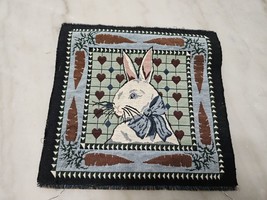 Rabbit Bunny Carrots Woven Fabric Panel Hearts Carrots Blue Black L5 - £26.34 GBP