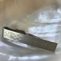 Vintage Etched and Engravable Rectangle Silvertone Tie Clip – 1 and 7/8th’s x 3/ - £8.20 GBP