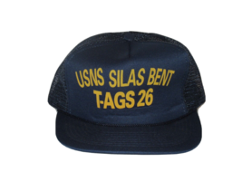 USNS SILAS BENT T-AGS 26 Cap Hat Rope Mesh Snapback Navy Blue Vintage Po... - $14.25