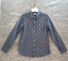 J Crew Womens Perfect Shirt XS Blue Polka Dot Button Front Long Sleeve C... - £11.15 GBP