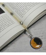Moon Beaded Thong Bookmark Glass Pearl Crystal Handmade Ecru Green New - $16.92