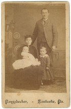 Circa 1880&#39;S Named Cabinet Card Beautiful Family of 4  Pannebecker Nanticoke PA - £7.43 GBP