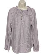 A New Day Womens Tunic Top Size Small Purple Scrunched Tie Neck Long Sle... - $22.87