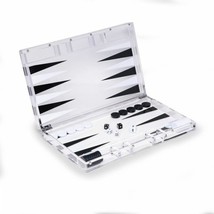 Bey Berk Acrylic 14&quot; Backgammon Set Clear Black/White game pieces - $179.95