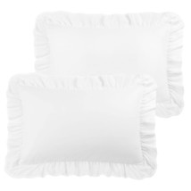 Ruffled Pillow Shams Set Of 2, Soft Breathable Pillow Covers With Envelope Closu - £28.78 GBP