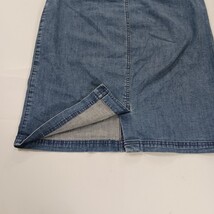 Petite Sophisticate Stretch Women's Blue Cotton Blend Rear Slit Denim Skirt Sz 8 image 15