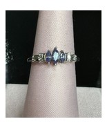 WHITE GOLD  TANZANITE AND DIAMOND RING SIZE 6.75-7 SKY - $210.01