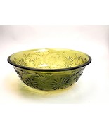 FTD Avocado Green Daisy Candy Dish Round Glass Bowl 6in Vintage 1979 Mid... - $9.69
