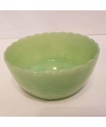 Fire King Jadeite 3 Footed Bulb Bowl 5 1/4&quot; Scalloped Rim Vintage Mid Ce... - £54.62 GBP
