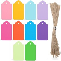 SallyFashion 100 PCS Gift Tags with String, 10 Colors Kraft Paper Tags H... - $12.23
