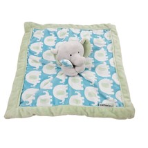 Carters Elephant Plush Baby Security Blanket Lovey Green Blue 12x12 Inches Soft - £11.72 GBP