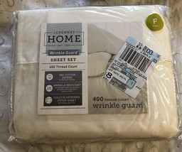  Full Size 400tc Wrinkle Guard Sheet Set - JCPenney Home Ivory - £55.91 GBP