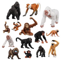 14Pcs Various Monkeys &amp; Gorillas Figurines Playset, Plastic Jungle Anima... - $46.99