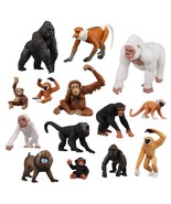 14Pcs Various Monkeys &amp; Gorillas Figurines Playset, Plastic Jungle Anima... - £37.01 GBP