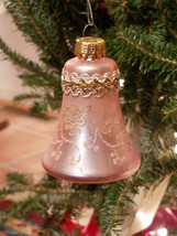 Vtg W. Germany Glitter Floral Swirls Brocade Bell Christmas Ornament - £6.67 GBP