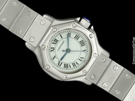 Cartier Santos Octagon Ladies Automatic Watch SS Stainless Steel - Mint ... - £2,111.17 GBP