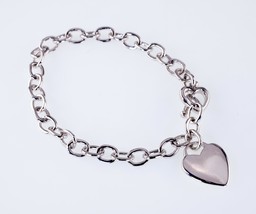 Breloque Coeur en Argent Sterling Bracelet Bascule 7 &quot; - $126.66