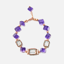 Handmade Czech Crystal Beads Bracelet - Enchanted Amethyst Symphony - £35.92 GBP