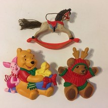 3 Pins Brooch Disney Hallmark Cards Piglet Pooh Bear Rocking Horse Christmas  - £23.98 GBP