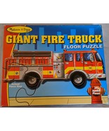 Melissa &amp; Doug 4&#39; FLOOR PUZZLE Giant Fire Engine Truck Complete Jumbo Pi... - £6.23 GBP