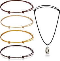 5 Pieces Leather Necklace Cord Choker with Clasp Sturdy Double Knotted Cord Neck - $23.50