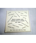 1972 Ad Head&#39;s Camera Shop, Corner State &amp; Aurora, Ithaca, N.Y. - $10.96 CAD