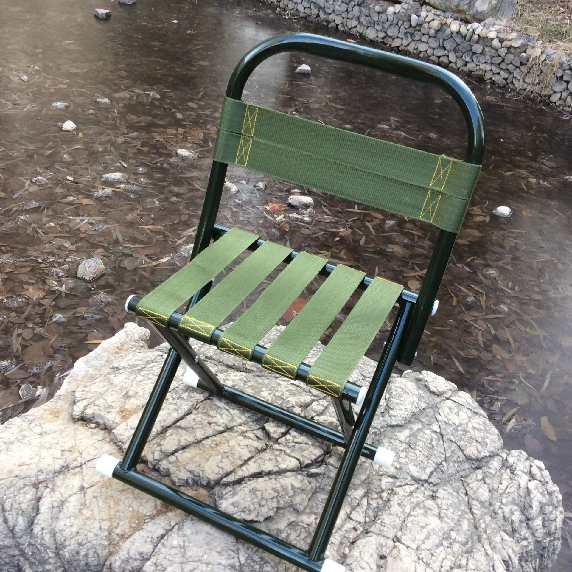 Outdoor Backrest Thickened Fishing Chair Portable Outdoor Folding Stool ... - £54.01 GBP