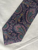 Jacob Roberts Pig &amp; Peach Tie Multicolored Paisley All Silk - $186.21 MXN