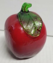 Vintage art glass Decorative fruit Shiny Red Apple Teacher Gift Collector Pretty - £10.03 GBP