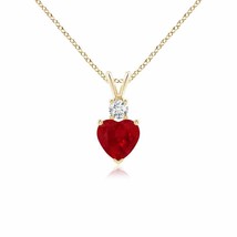 Authenticity Guarantee 
Heart-Shaped Ruby Pendant Necklace for Women in 14K Y... - £1,769.03 GBP