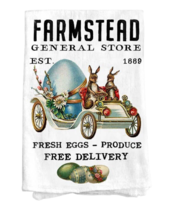 Farmstead Vintage Easter Bunny 100% Cotton Kitchen Hand Drying Dish Towel - $11.83