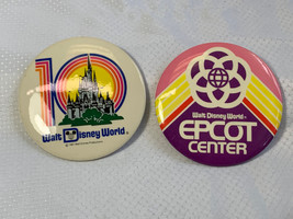 Vtg 80&#39;s Walt Disney World &amp; Epcot Center Buttons Pins Pinbacks Theme Park - $29.95