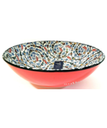 Nakkas Cini Floral Lg Serving Bowl Hand Painted Blue and Red NWT Turkish - £32.99 GBP