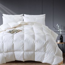 Quality Fluffy White Goose Feather Down Comforter Queen Size, All Season Down Du - £76.58 GBP