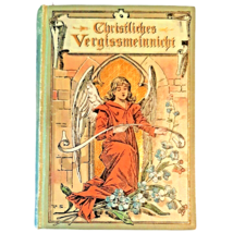 Vintage German Christliches Vergissmeinnicht Forget-Me-Not Book Angel Harp 4.5&quot; - £33.62 GBP