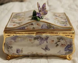 Bradford Exchange Music Box &quot;On The Wings Of Love&quot; Lena Liu Porcelain 22K Gold - £66.02 GBP