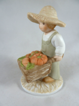 Circle Of Friends Figurine 1993 Boy w Pumpkins Home Interiors Thanksgivi... - $8.90